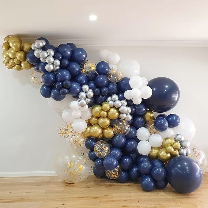 120pcs Navy Blue Balloons, 18 12 10 5 inch Navy Blue Balloons Different Sizes Dark Blue Balloon Arch Kit for Graduation Wedding Birthday Party Decorations