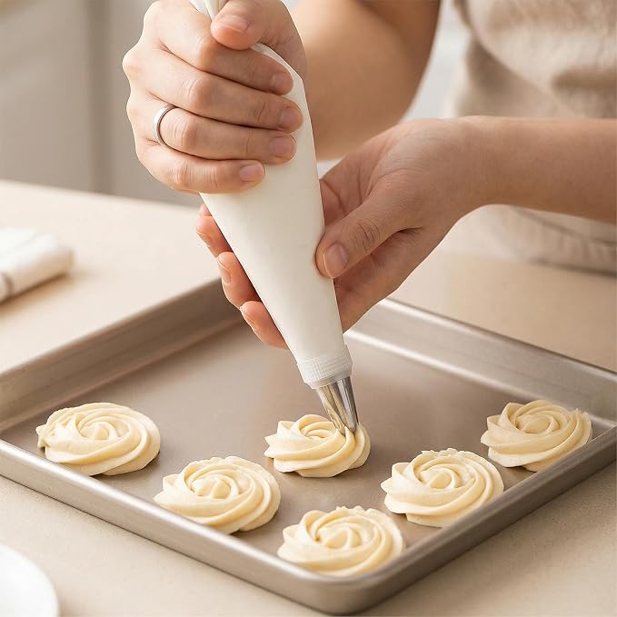 3-Pack Piping Bag Reusable,Big Piping Bags,Mangas Pasteleras Reusables 20-Inch, White Cloth Cake Decorating Bag,with Hanging Loop for Cake Decorating, Leak-Resistant & Dishwasher Safe