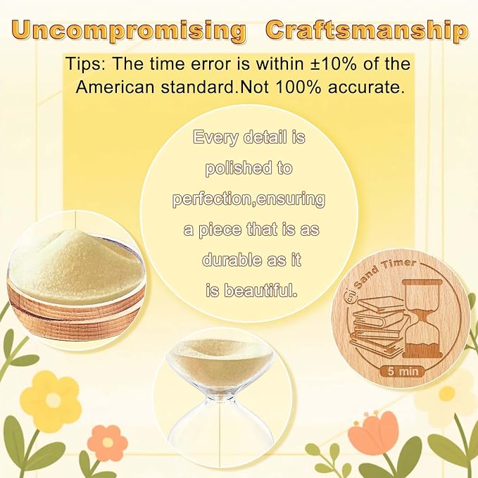CNCJ 20 Minute Wooden Sand Timer, Hourglass Light Gold Small Sand Watch for Desk Decor Kitchen Classroom Office Study Home Decoration