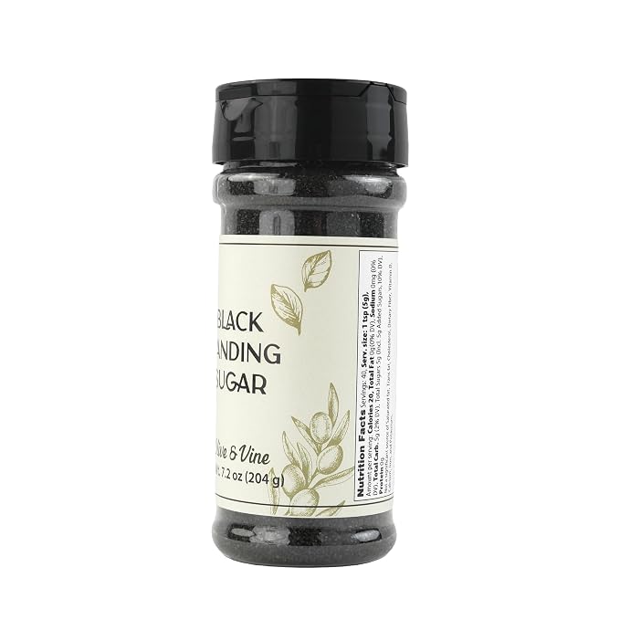 Olive & Vine Black Sanding Sugar, Sweet Finish, For Baking & Decorating, Rich Tradition, Authentic Taste, For Global Recipes (7.2 Ounce)