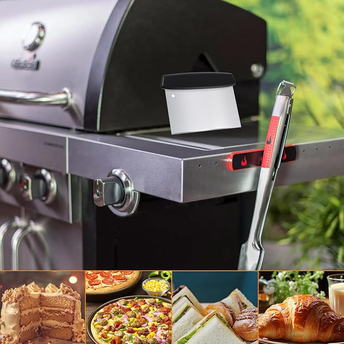 Ptwola Griddle Scraper Stainless Steel Heavy Duty Flat Top Grill Scraper Outdoor Barbecue Turners Tools Griddle Accessories Dough Cutter for Pizza Bread