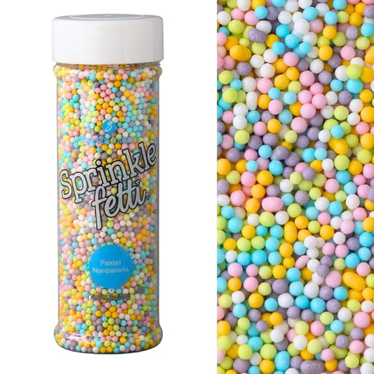 Sweets Indeed Pastel Nonpareil Sprinkles, Edible Sprinkle Mix, Perfect for Cake Decorations, Baking, Ice Cream, Cookies, Cupcake Topper, 4.23 ounces