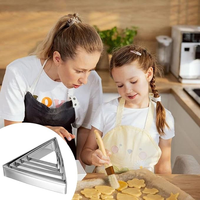 5 Pcs Triangle Cookie Cutter Set, Stainless Steel Triangle Cookie Cutter | Fondant Biscuit Sandwich Cheese Cutter TriangleShapes Molds Pastry Mold Bakeware Tools