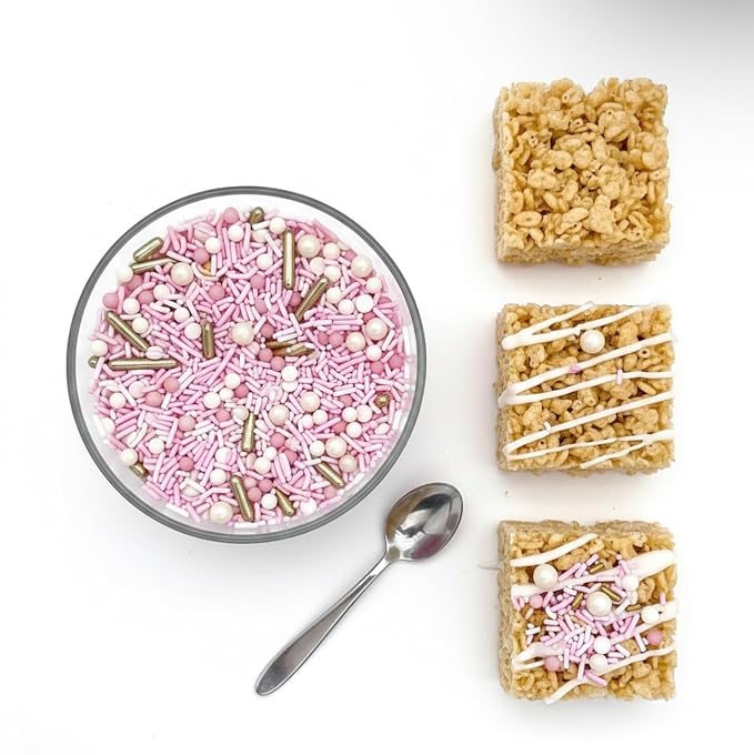 Manvscakes Sprinkles- Edible Cake and Cupcake Sprinkles with Assorted Shapes and Sizes for Parties, Metallic Sprinkle Mix for Cookies, Ice Cream, Cake and Cupcake Decorating, 4 oz (Pink Princess)
