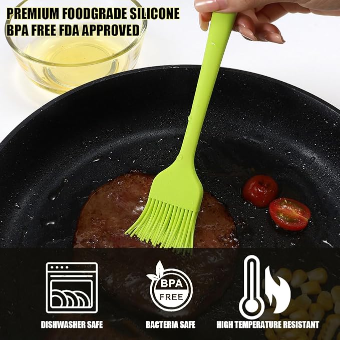 8 Pcs Silicone Basting Brush 230℉ Heat Resistant BPA Free Silicone Marinading Meat Grill Basting Pastry Brush for Oil Butter Sauce Sausages Desserts Turkey Baster Grill Barbecue