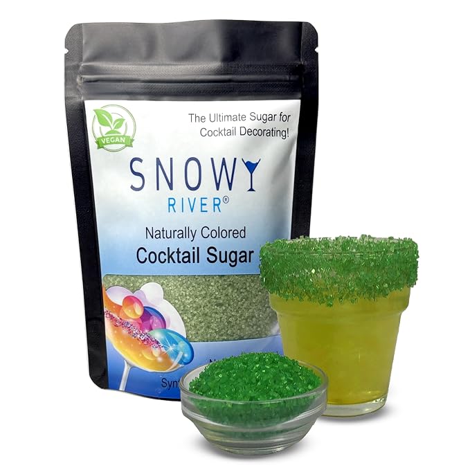 Snowy River Green, Cocktail & Margarita Sugar Rimmer - Vibrant Color Glass Rimming Sugar with Medium Crystal Texture - 4oz