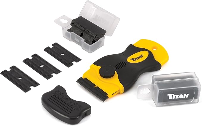Titan Tools 17014 4-Inch Mini Razor Scraper with (20) Non-Marring Plastic Blades