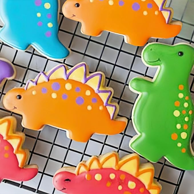 JOB JOL Dinosaur Cookie Cutters 6 PCS, T-Rex, Brontosaurus, Dino Footprint, for Kids Birthday Party