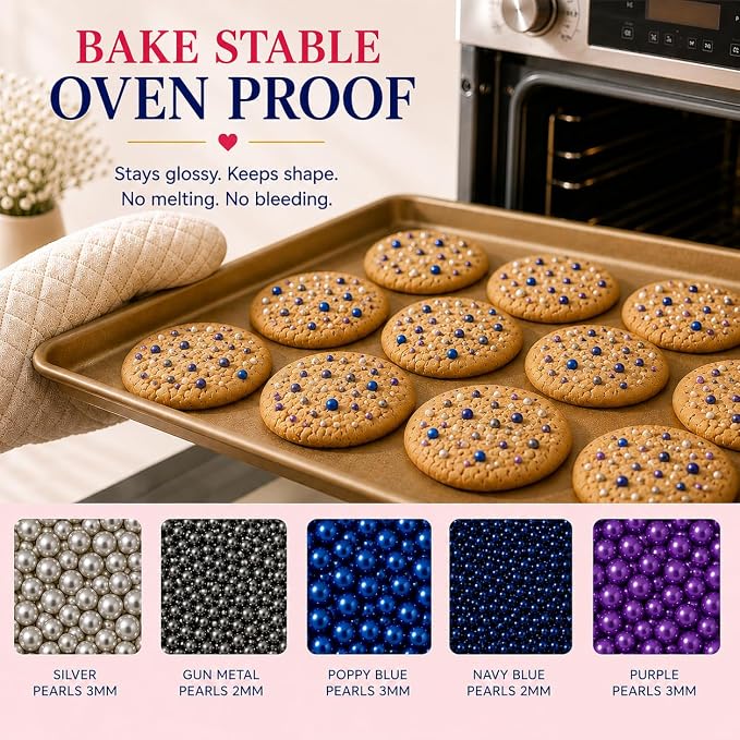 Confect Pearl Sprinkles | Assorted pack of 5 Under The Sea Disco Ball Sprinkles | Mix Grey, Sliver, Bright Blue, Navy Blue & Purple Pearl Dragees - Vegan, Gluten-Free, Nut-Free, Soy-Free, Dairy-Free, Palm Oil-Free, No Artificial Dyes - 5 Oz