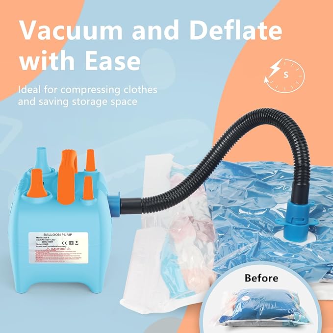 OWill Balloon Pump Electric, Multipurpose Balloon Inflator Electric Air Pump, Portable Dual Nozzle Balloons Air Pump Electric 600W Blow Machine for Party Decoration