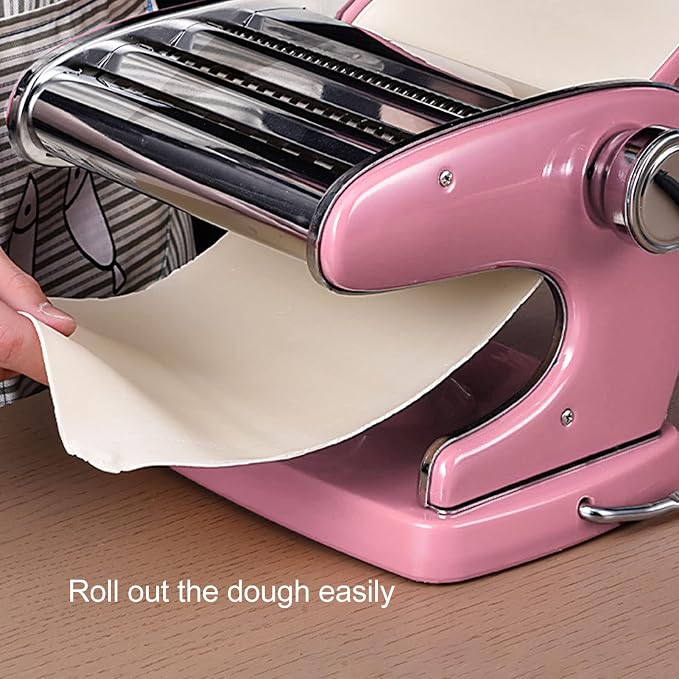Manual Pasta Maker Machine 6 Adjustable Gears Hand Crank Noodle Press for Lasagna Fettuccine Dumpling Wrapper Dough Sheeter (Suction Cup Type 3 Blade)