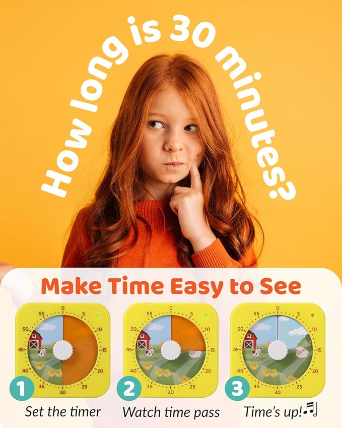 Visual Timer for Toddlers & Kids - The Perfect Kids Timer Visual Aid for Classroom, Home & Desk Use - Great for Study, Productivity, Toddlers Shower & Potty Training Time 60 Minute Countdown