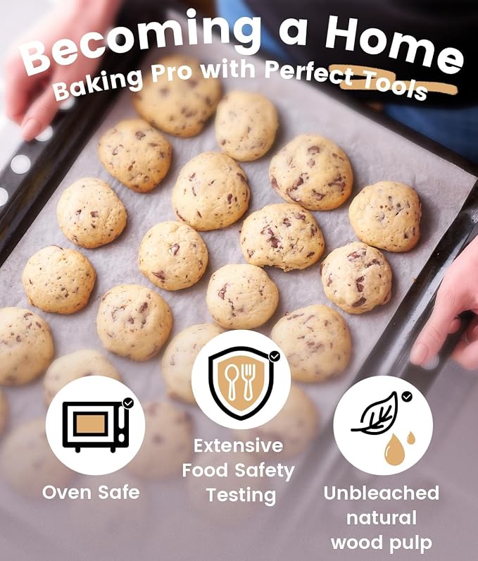 300 PCS Unbleached Parchment Paper Sheets for Baking 12x16 Inches, Non-Stick and Non-Toxic Pre-cut Parchment Sheets for Oven, Cooking, Grilling, Air Fryer & Steaming - Fit for Half Sheet Pans, White