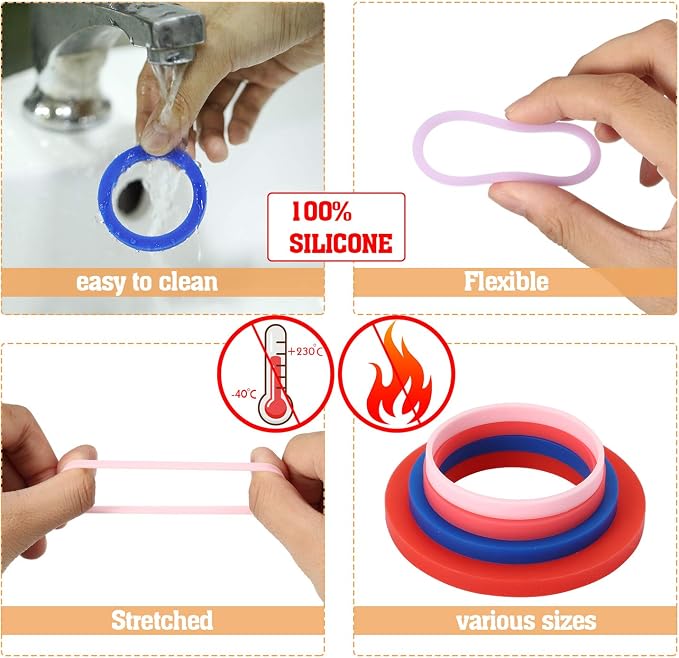 16 Pieces Rolling Pin Guide Ring Spacer Bands Thickness Rings Flexible Silicone Slip On Baking Accessories Fit for 1.6 Inch Wide Dough Rollers (0.4/0.2/0.08/0.04 Inch in Thickness), 8 Colors