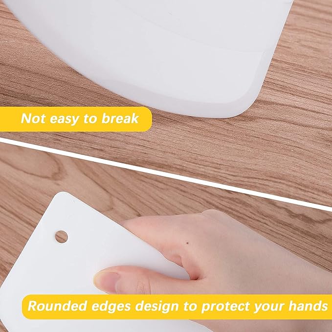LUTER 2pcs 13.5x9cm/5.3x3.5 Dough Scraper Plastic Pastry Cutter Bowl Scrapers Dough Bread Cutters for Cake Decorating Baking (Yellow, White)