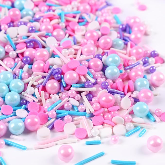 Edible Pink Sprinkle for Cake Decorating, Pink Blue Pearl Sprinkles, Jimmy Sprinkles, Perfect for Baking, Cake, Cupcakes, Macaron, waffles, Ice Cream, and Cookies(120g/4.23oz)