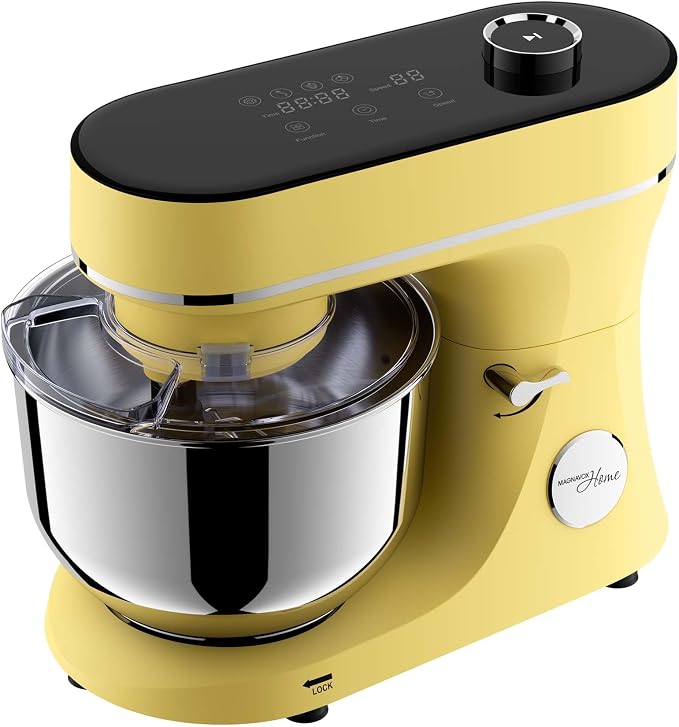 Magnavox Home, 6.3 qt Digital Touchscreen Stand Mixer, 11 Speeds, Yellow