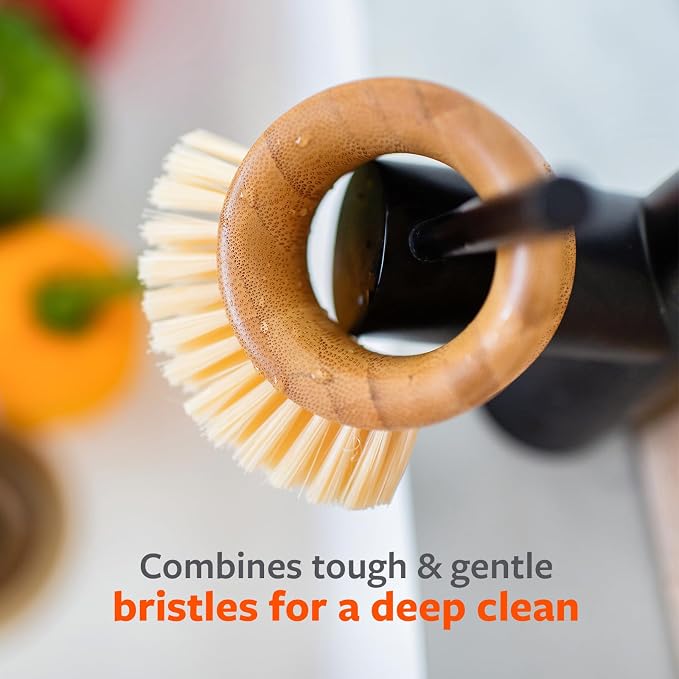 Full Circle The Ring Bamboo Produce Scrub Brush - BPA-Free Vegetable & Fruit Cleaner - Removes Dirt from Potatoes, Mushrooms & Root Vegetables