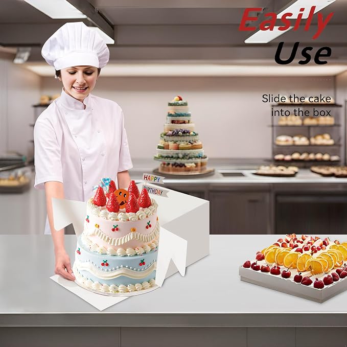 24 Pack Cake Boxes 12 Inch, Sturdy 12x12x8 Inch Bundt Cake Boxes for Home Bakers, Transportation, Multi-Layer Cakes, White Gift Cakes For Wedding, Birthday, Fathers day