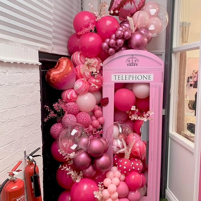 YMSZ Pink Balloon Garland Arch Kit, Hot Pink Balloons Metallic Balloon for Birthday,Princess, Wedding, Baby Shower, Valentine's Day Party Decorations