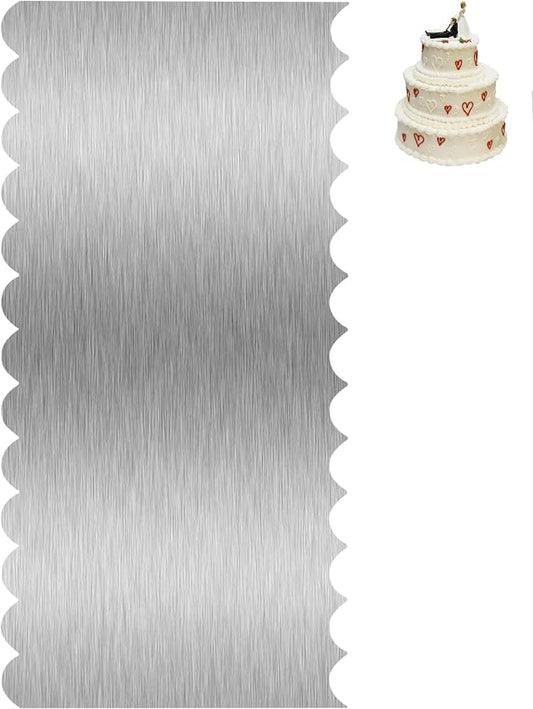 Cake Scraper Smoother Cake Decorating Supplies Kit 8.6 Inch Metal Bench Scraper for Baking Buttercream Smoother Stainless Steel Frosting Cake Comb Edge Side Jagged Comb for Cream Cake-2