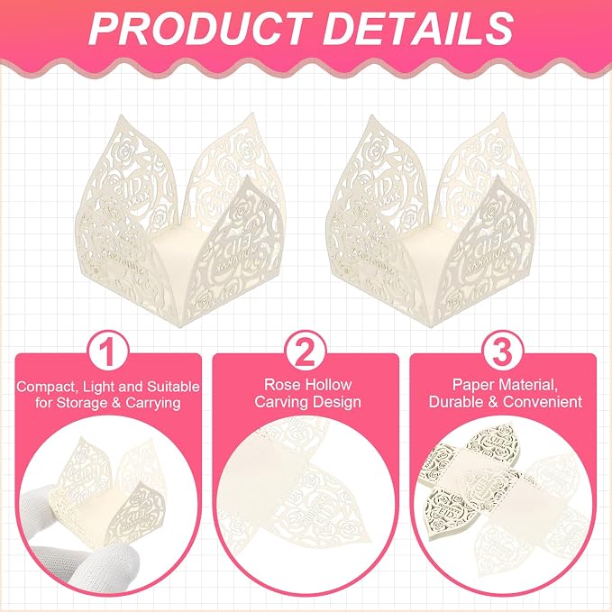 uxcell 25 PCS Truffle Wrappers 0.43x0.43 Inch Square Cupcake Liners Baking Wrappers Hollow Out Paper Dessert Cups for Wedding Birthday Beige