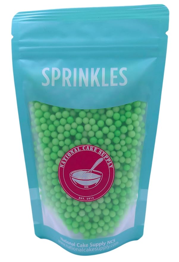 NCS Neon Green (Under Blacklight) 4mm Edible Sugar Pearls Sprinkles – Cupcake, Cake, Cookie & Baking Decorations, 7 oz