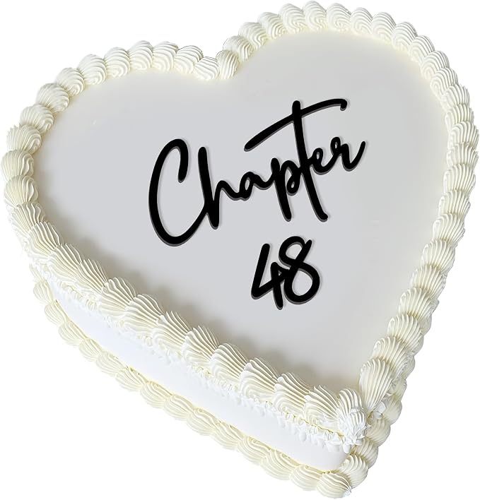 Chapter 48 Cake Topper for Women, 48th Birthday Cake Decoration, Black Acrylic Script Flat Cake Topper, Milestone Birthday Cake Decor for Her, Elegant Minimalist Style (chapter 48)