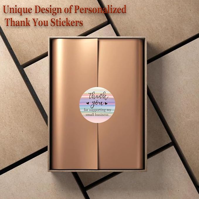 Thank You Stickers Rolls 1.5 Inch - 1000 Pcs Personalized Thank You for Supporting My Small Business Stickers Labels for Baking Envelope Seals Custom Sticker Tags for Wedding Birthday Party Gift Wrap