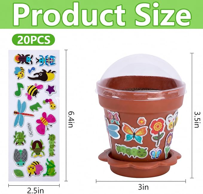 25 Packs Cupcake Plant Nursery Pots with Humidity Dome, Small Plastic Flower Plant Pots with 20 Sheet Stickers, Seeds Starter Pot Flower Planting Container for Seedlings Succulent Display (Wine Red)