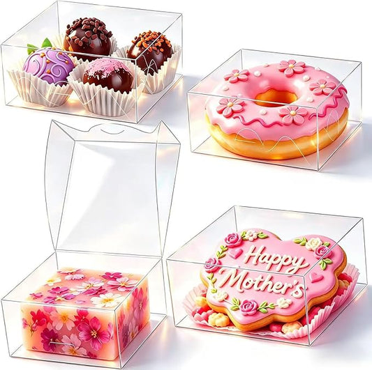 3.25"X3.25"X1.5" 50PCS Clear Cookie Boxes Packaging, Perfect for Displaying Small ltems-Jewelry, Crafts,Treats,Oreos,Soap,Macaron,ChocolateTruffle, Donut,Brownie MoreWedding Favors