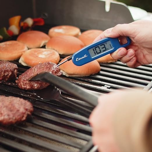 Escali Compact Portable Meat Candy Folding Digital Thermometer, Backlit Display Easy to Storage with Magnet, Blue