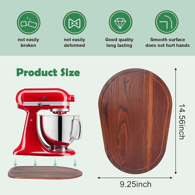 Sliding Mat for Kitchen aid 5-8 Qt Stand Mixer with 1Pc Cord Organizer and 3Pcs Attachment Holder for Kitchen Appliance Slider Counter, Moving Tray (5-8 Qt Bamboo and Attachment, Brown)