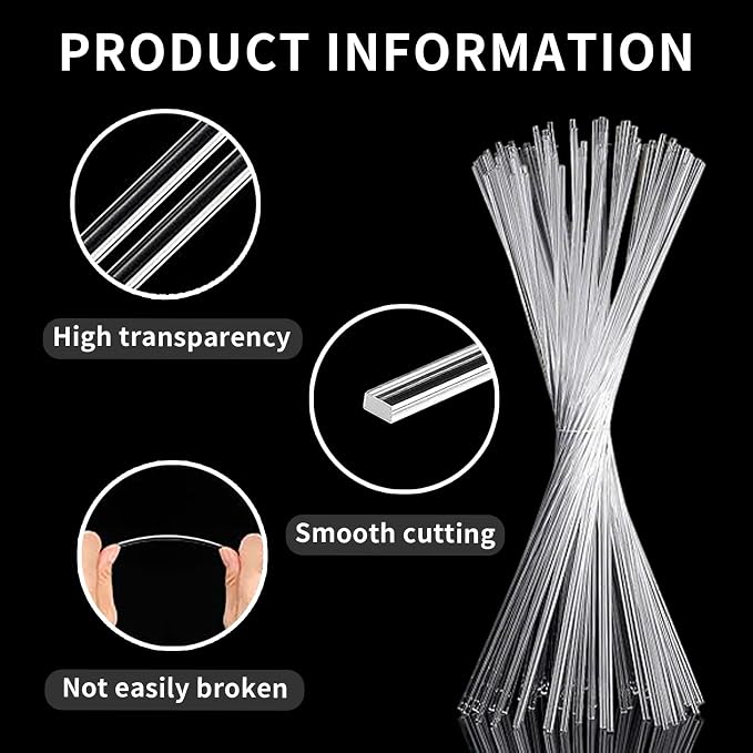 100 Pcs Acrylic Cake Pop Sticks, 6 Inch & 8 Inch Clear Flat Plexiglass Rods, Food-Safe Reusable Clear Sticks for Cake Toppers, Candy, Cupcake Decor, Wedding Birthday, DIY Craft