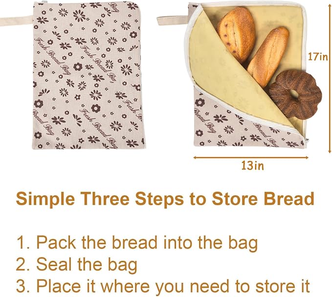 2-Pack Extra Large Beeswax Bread Bags with Zipper Seal – Reusable Bread Storage Bags, Eco-Friendly Natural Beeswax Lining, to Keep Homemade Bread Fresh for Sourdough & Artisan Loaves (grey) | with Zipper