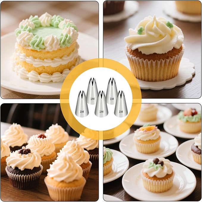 5 Pcs 1m Piping Tip,Piping Tips,Piping Bags And Tips Set,Icing Tips,Frosting Tips,Piping Tips Set,Piping Tip,Cake Decorating Tips,For Cookie And Cake Decorating, Diy Cream.