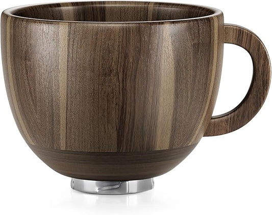 SpaceAid Wooden Bowl with Handle, Kitchen Space Aid Acacia Wood Mixing Bowls Holder for Stand Mixer, Compatible with 4.5 & 5 QT Tilt-Head Models Kitchen, Light Wood