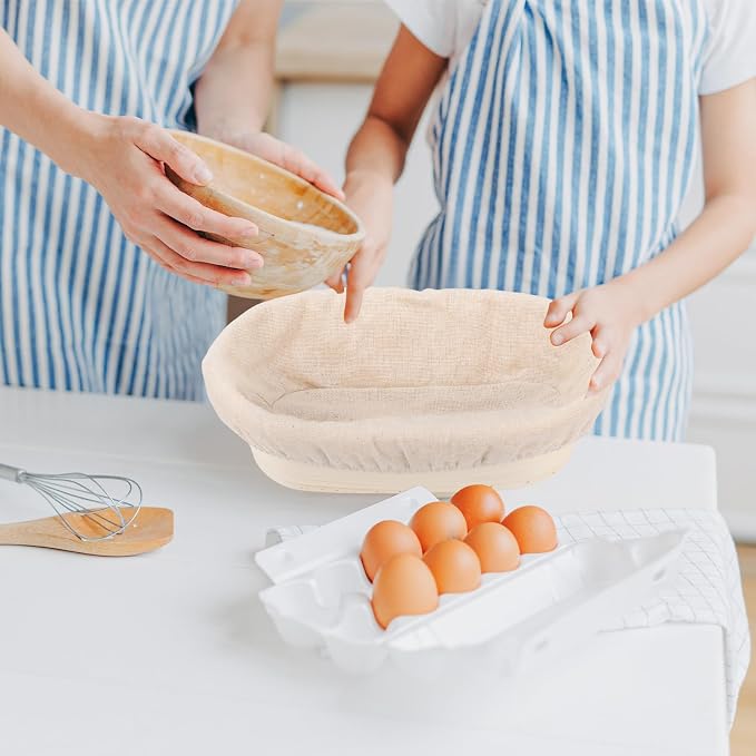 2 Pcs Bread Proofing Basket Cloth Liner Baking Dough Basket Cover Natural Rattan Banneton Proofing Cloth for Bakery Home Baking, oval about 10 × 6 inch