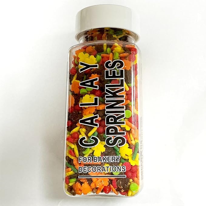 Homipooty Edible Fall Maple Leaf Sprinkles-100g/3.52oz-Thanksgiving Pearl Sugar Sprinkles for Cake Decorations -Autumn Sprinkles for Cupcakes Topper, Cookies, Ice Cream,Donut Jimmies Quins.