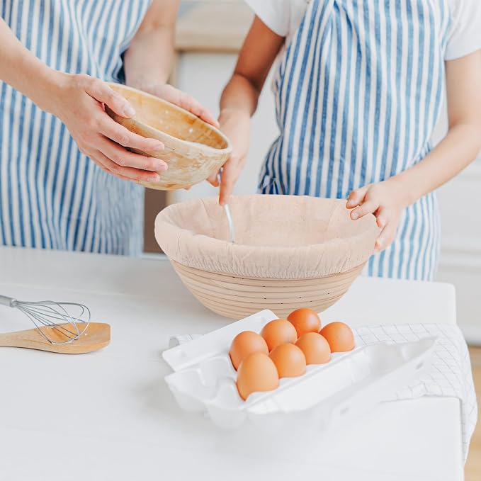 2 Pcs Round Bread Proofing Basket Cloth Liner - 9 Inch Natural Rattan Banneton Basket Cover for Sourdough Dough