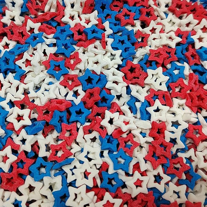 Homankit Patriotic Sprinkles Fourth of July Red White and Blue Edible Star Sprinkles for Baking Cake Cupcake Toppers Cookie Donut Dessert Decoration 2.12 Ounces