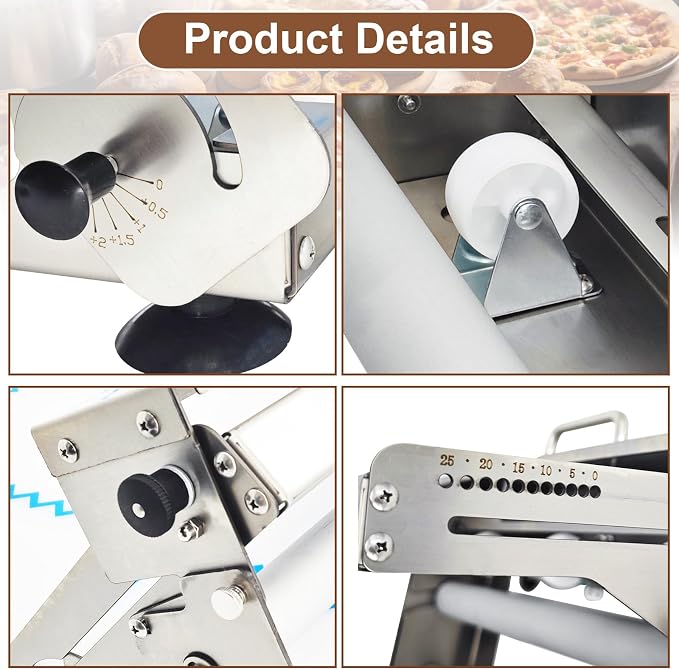 40.9''x15.5" Folding Dough Sheeter with Sheeter Board 0–25 mm Portable Manual Dough Roller Machine Stainless Steel Sheeter Thickness Adjustable for Pizza Dough, Puff Pastry Dough
