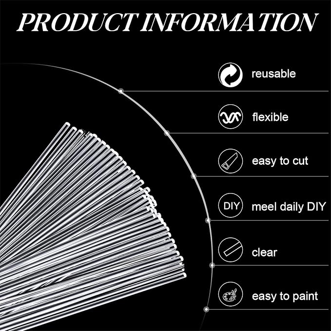 Zopeal 200 Pcs Acrylic Lollipop Sticks Clear Cake Pops Rods Cake Topper Candy Cupcake Treat Stick for Wedding Chocolate Cookie Dessert Handmade DIY Crafts Party Decor Gardening(8 x 0.08 Inches,Clear)