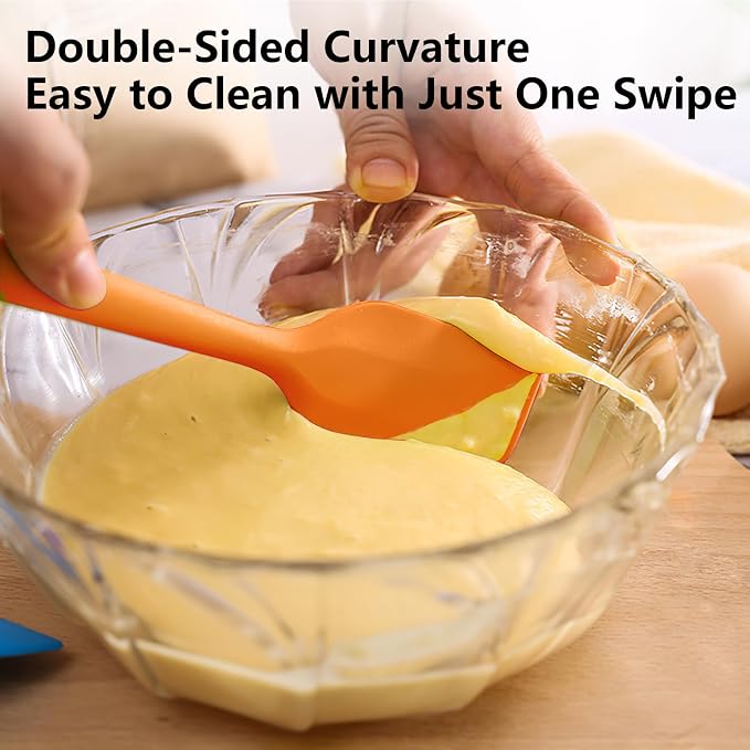 Orange Rubber Spatula for Kitchen Use, DUFEIMOY 10.8In Silicone Spatulas for Cooking Heat Resistant, Flexible Small Kitchen Spatula for Kitchen Nonstick Cookware