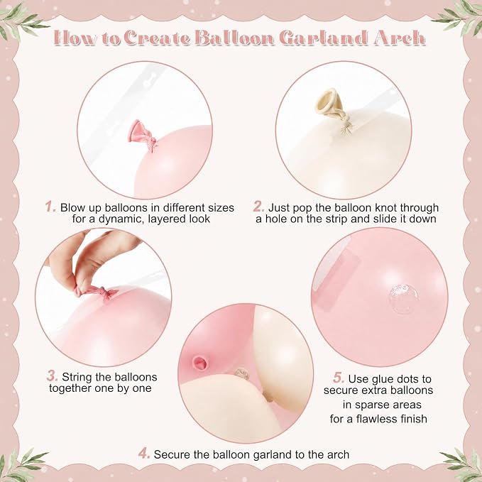 Pink Balloon Arch Kit 124Pcs Pink and White Balloon Arch Garland Kit Pastel Light Pink Sand White Balloons for Baby Shower Wedding Bridal Shower Anniversary Birthday Party Decorations