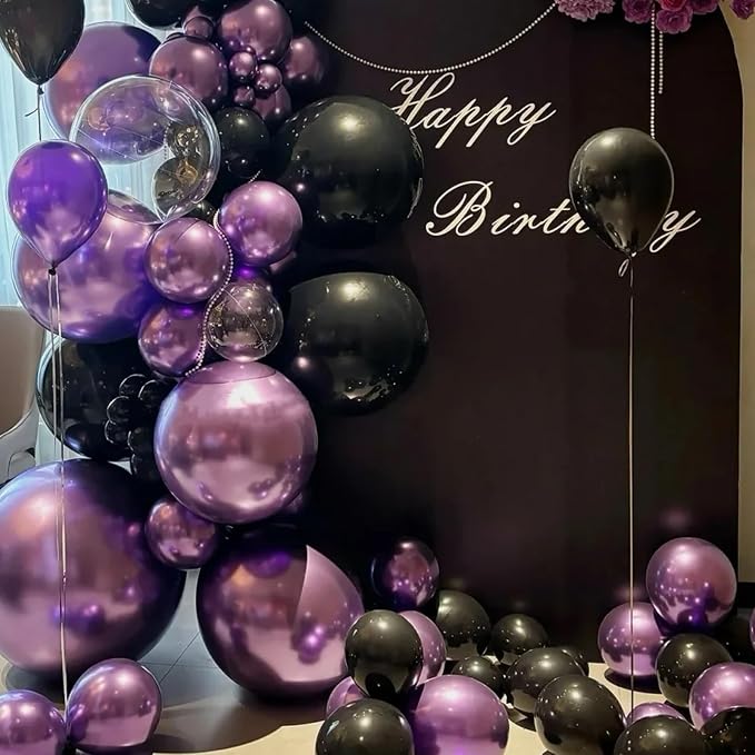 Voircoloria 130pcs Metallic Purple Balloons Different Sizes 18" 12" 10" 5" Chrome Purple Latex Balloon Garland Arch Kit for Birthday Baby Shower Graduation Wedding Gender Reveal Party Decorations