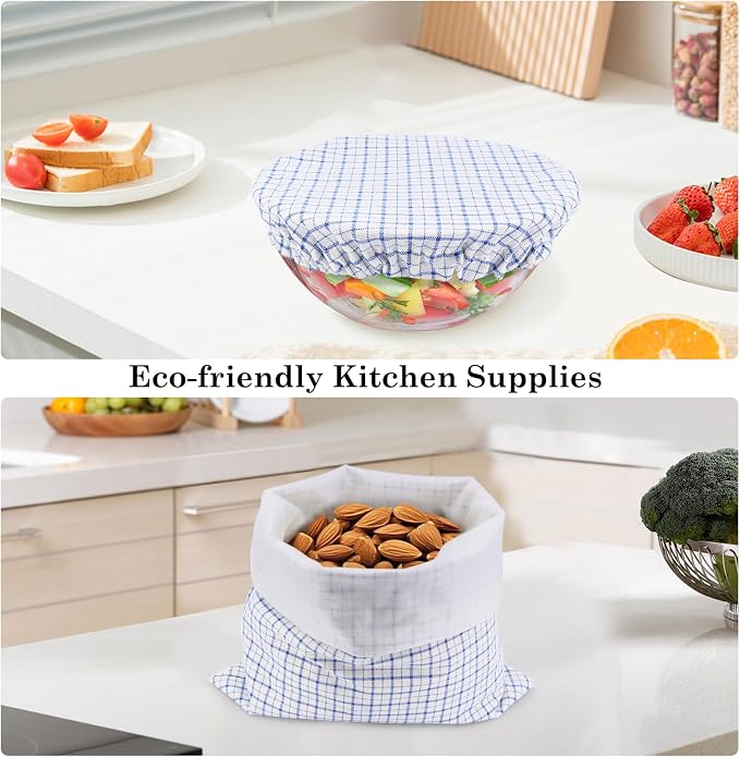 Reusable Bread Bags for Homemade Bread with TPU Lining & Proofing Bowl Cover, Organic Cotton Sourdough Bread bags for Baker Lovers(checker)