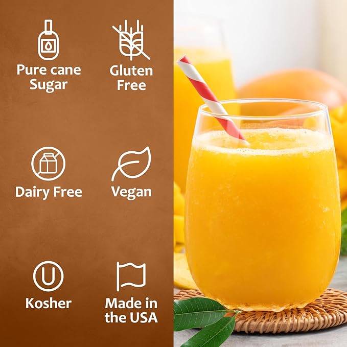 Syruvia Mango Syrup, Flavored Syrup for Cocktails, Fruit Drinks, Lemonades, and Desserts – 25.4 fl oz - with Pump