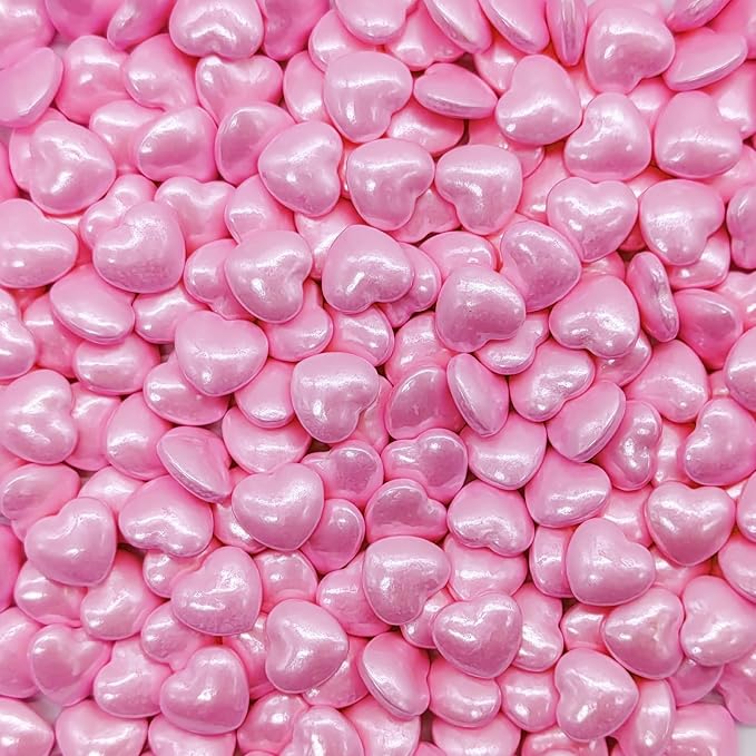 Pink Heart Sprinkles Edible Heart Cake Decorating Cake Decorations Cupcake Toppers Cookie Decorating Perfect for Cakes, Cupcakes, Desserts Toppings 3OZ