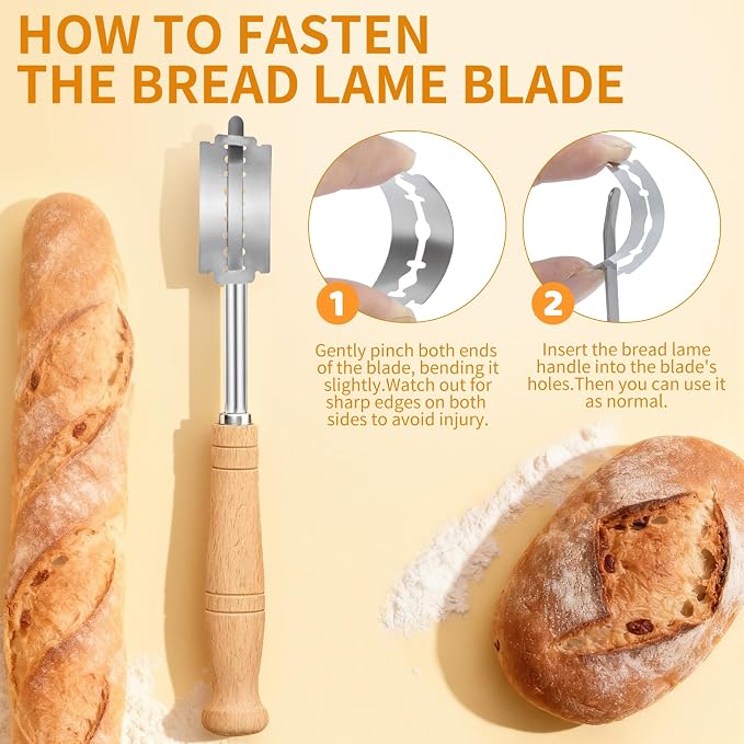 40-Pack Bread Lame Blades Refill, 6Cr13 Sourdough Blade Replacement, Stainless Steel Precision Razor Blades Designed for Sourdough Bread Scoring